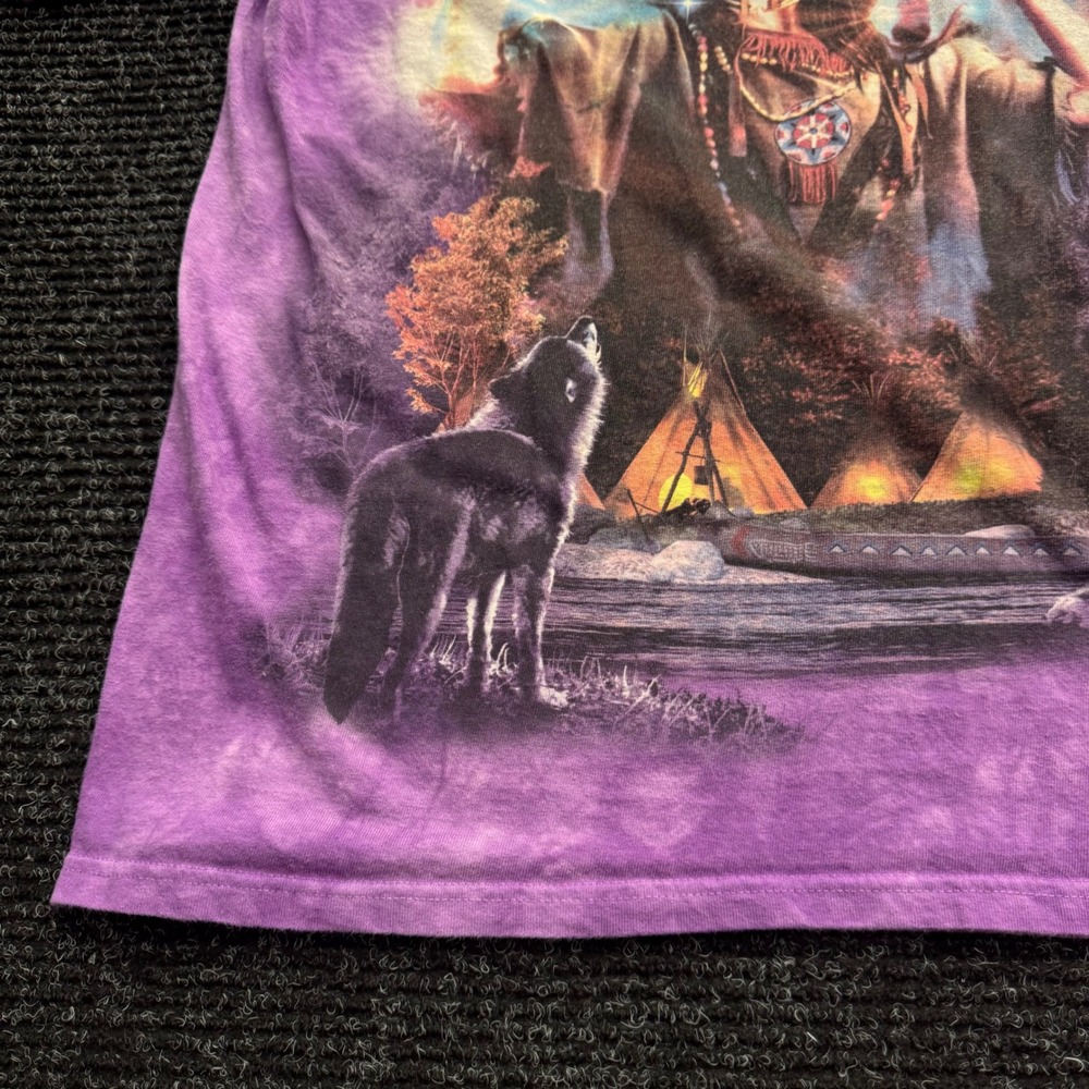 The Mountain Purple Tie Dye Wolf Native American Spirit T-Shirt Mens Medium 2008 - Picture 11 of 13